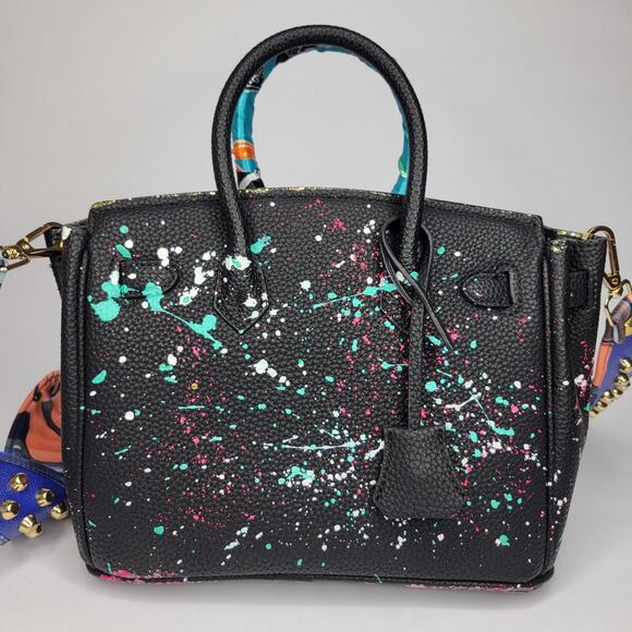 NEW Anca Barbu Green Lips Tote Electric Handbag Purse Handpainted - Picture 9 of 13